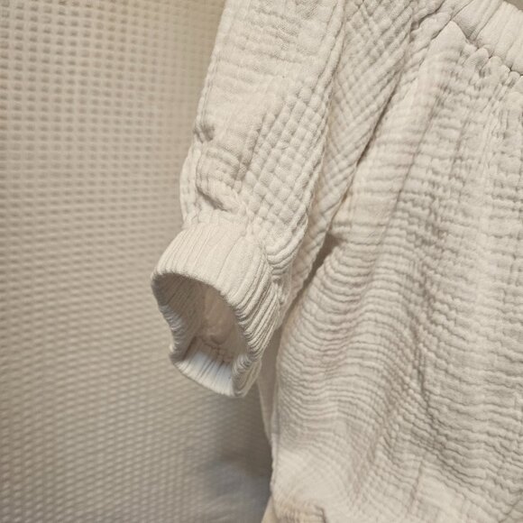 Joie Women's White Crinkle Crop Pullover 100% Cotton Blouse Size M - Picture 9 of 9